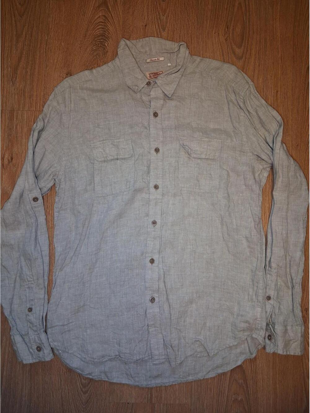 Lucky Brand Men's Light Gray Long-Sleeve Button-Down Shirt